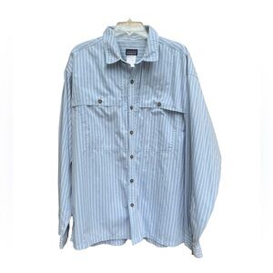 Patagonia Men's Light Blue Stripped Long-Sleeved Island Hopper Shirt SZ XL